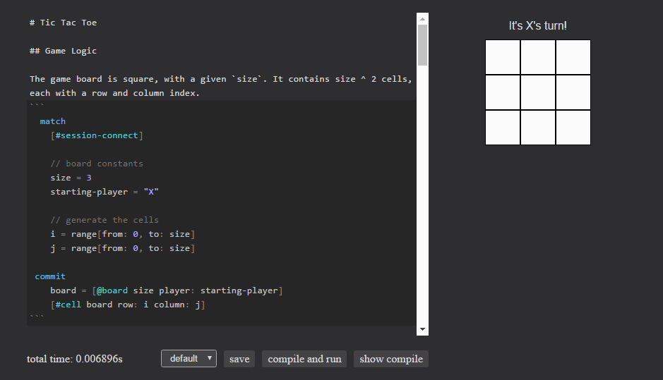 Tic-tac-toe in Eve